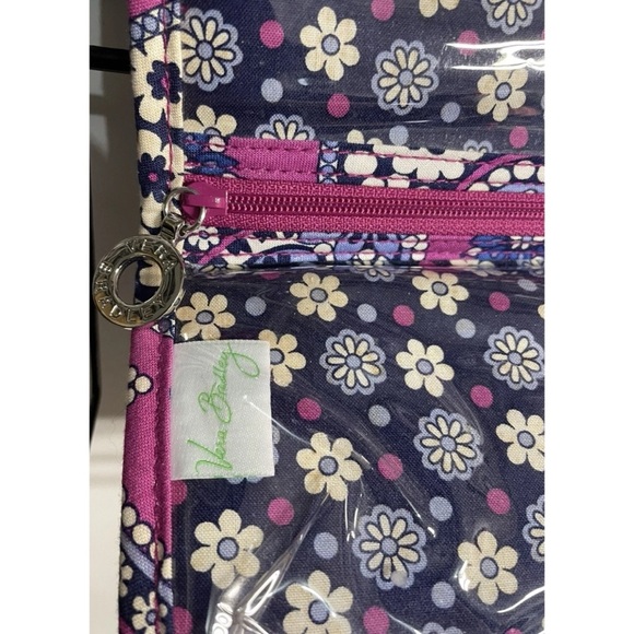 Vera Bradley Small Folded Jewelry Cosmetic Bag Purple Blue White Floral Paisley - Picture 5 of 8
